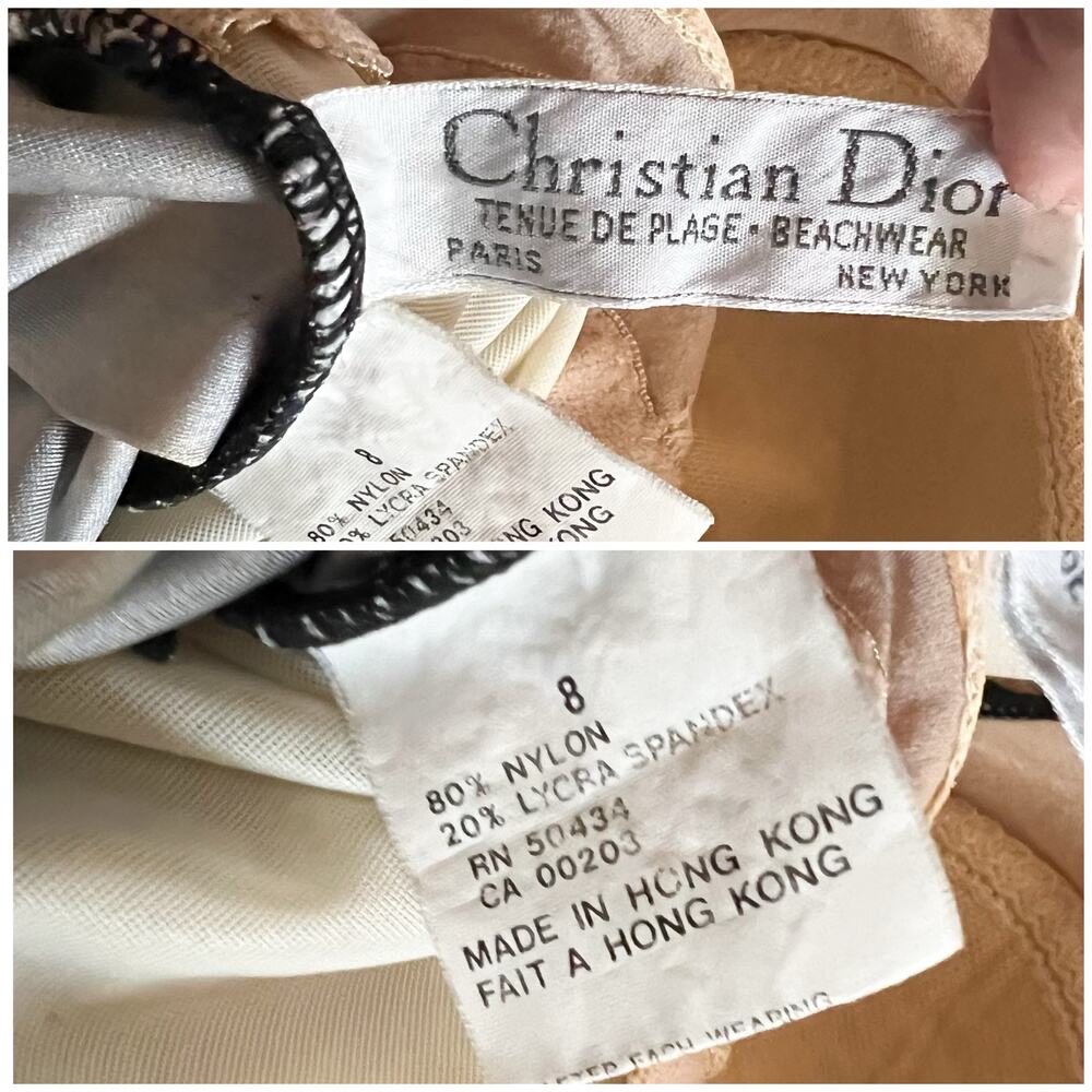 Dior | Vintage Animal Print Brown Black Open Back Ruched One Piece Swimsuit 8 - Picture 9 of 9